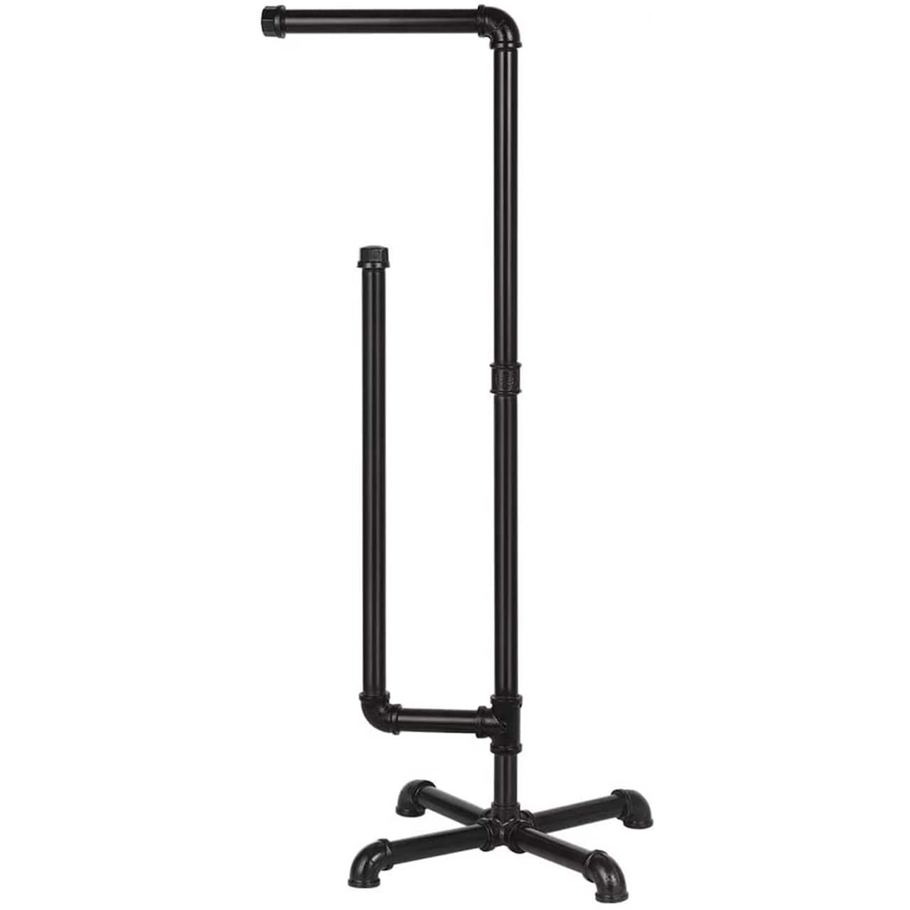 Black Freestanding Toilet Paper Cast Iron Pipe Stand